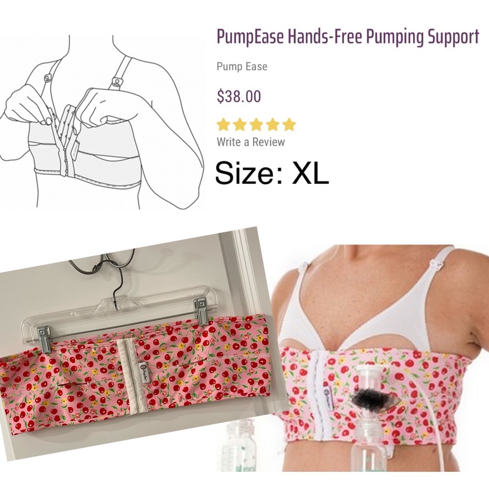 Pump-Ease Very Cherry hands-free pumping support, size XL